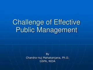 Challenge of Effective Public Management