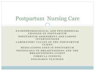 Postpartum Nursing Care