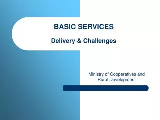 BASIC SERVICES Delivery &amp; Challenges