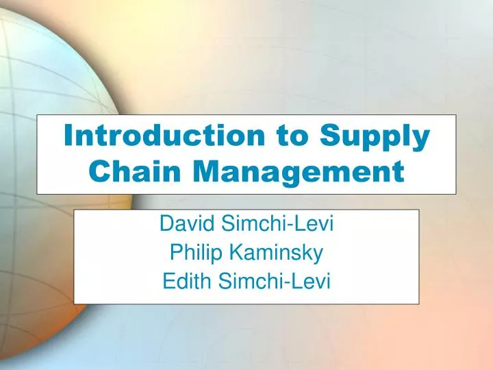 introduction to supply chain management