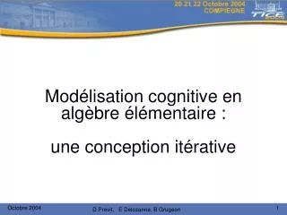 mod lisation cognitive en alg bre l mentaire une conception it rative