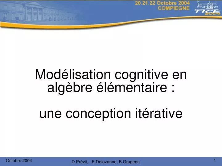 mod lisation cognitive en alg bre l mentaire une conception it rative