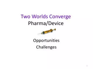 Two Worlds Converge Pharma/Device