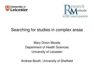 Searching for studies in complex areas