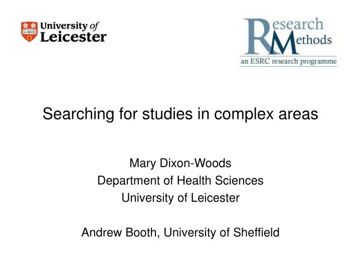 searching for studies in complex areas