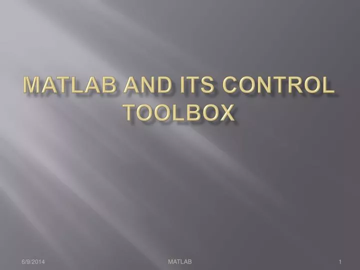 matlab and its control toolbox