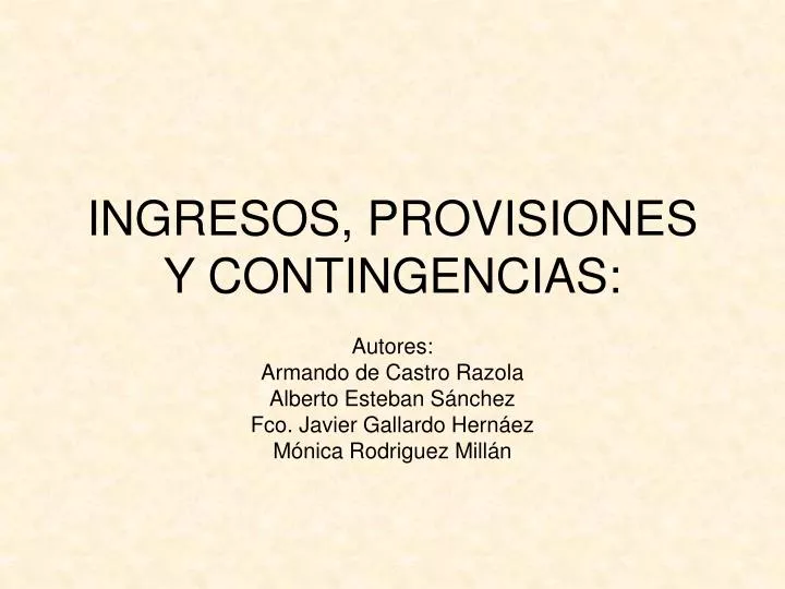 ingresos provisiones y contingencias