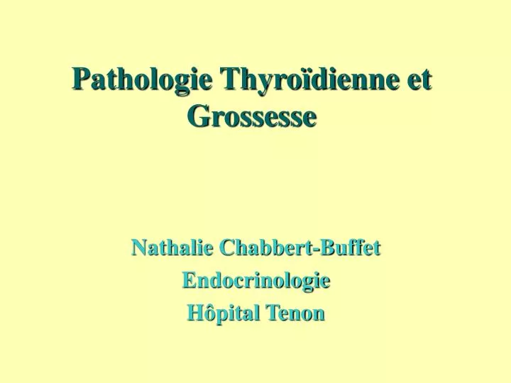 pathologie thyro dienne et grossesse