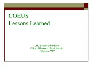 COEUS Lessons Learned