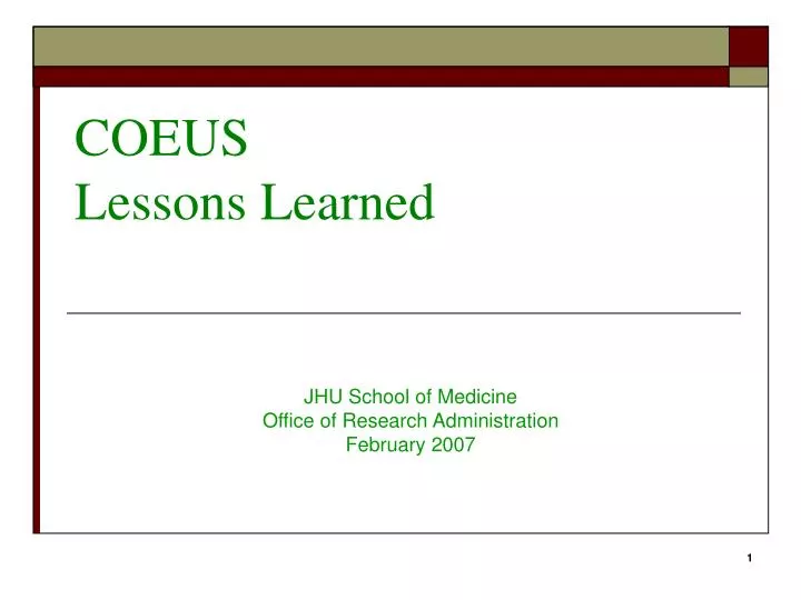 coeus lessons learned