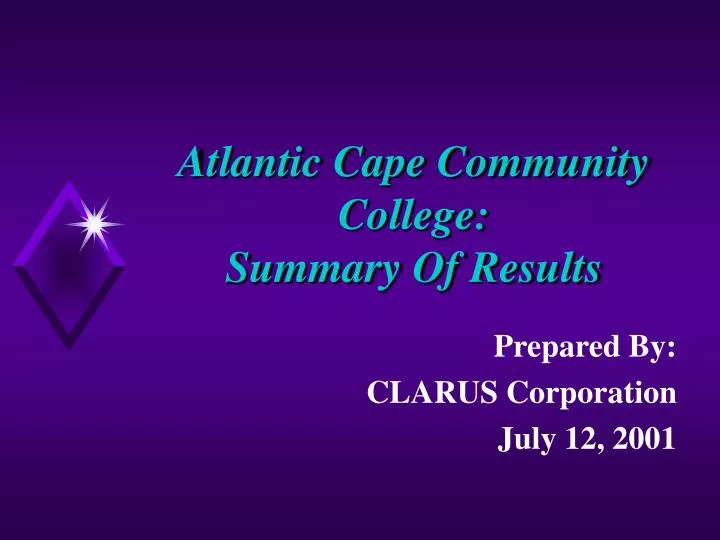atlantic cape community college summary of results