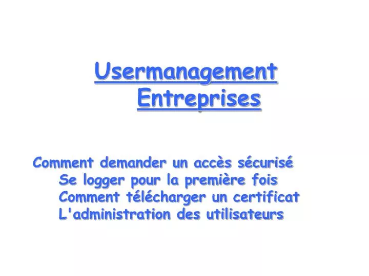 usermanagement entreprises