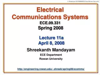 Electrical Communications Systems ECE.09.331 Spring 2008