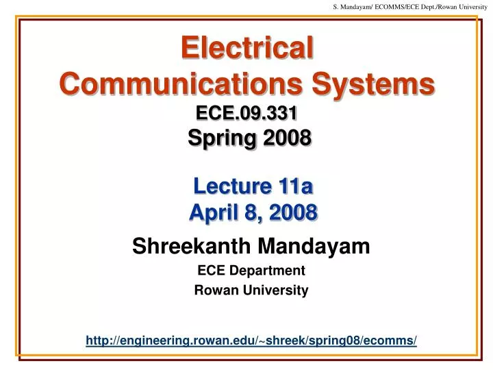 electrical communications systems ece 09 331 spring 2008