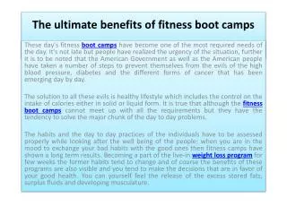 The ultimate benefits of fitness boot camps