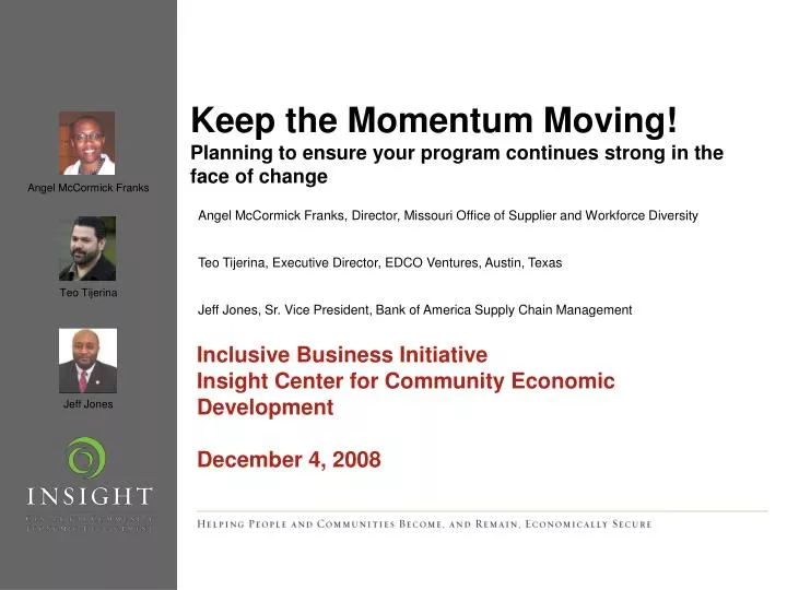 keep the momentum moving planning to ensure your program continues strong in the face of change