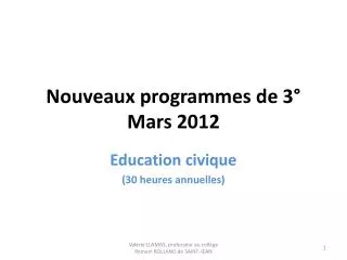 Nouveaux programmes de 3° Mars 2012
