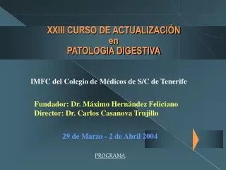 XXIII CURSO DE ACTUALIZACIÓN en PATOLOGIA DIGESTIVA