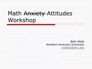 Math Anxiety Attitudes Workshop