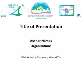 Title of Presentation