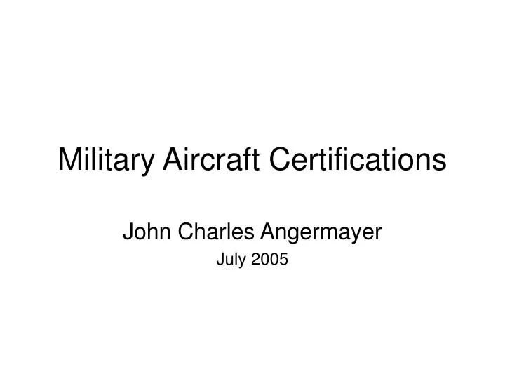 military aircraft certifications