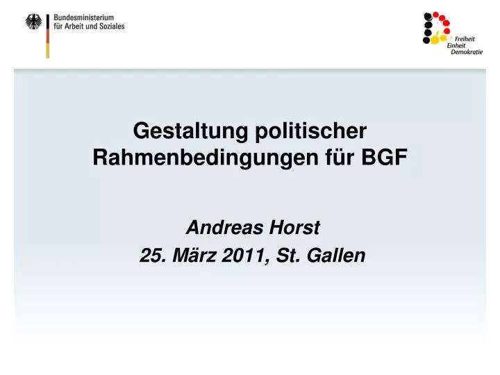 gestaltung politischer rahmenbedingungen f r bgf