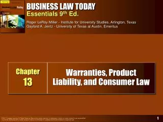 Warranties, Product Liability, and Consumer Law