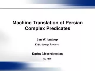 Machine Translation of Persian Complex Predicates