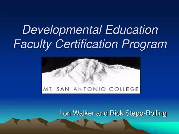 developmental education faculty certification program