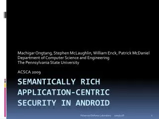 Semantically Rich Application-Centric Security in Android