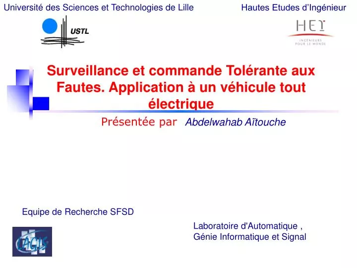 surveillance et commande tol rante aux fautes application un v hicule tout lectrique