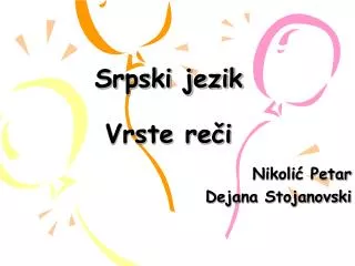 Srpski jezik Vrste reči