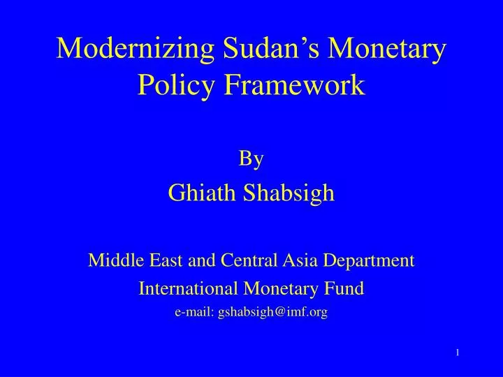 modernizing sudan s monetary policy framework