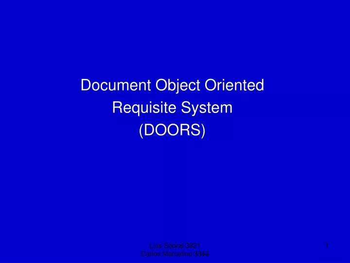 document object oriented requisite system doors
