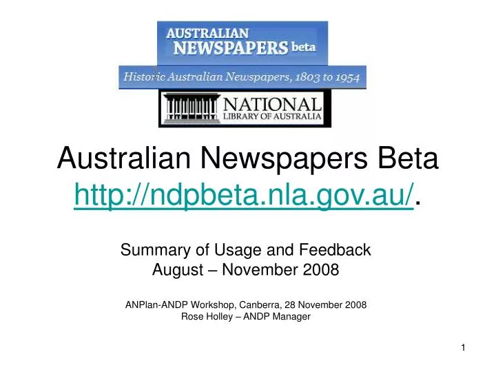 australian newspapers beta http ndpbeta nla gov au