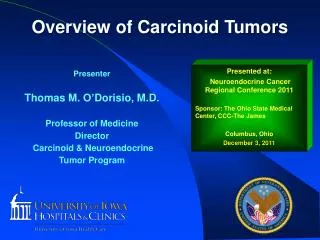 Presented at: Neuroendocrine Cancer Regional Conference 2011 Sponsor: The Ohio State Medical Center, CCC-The James Col
