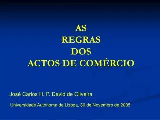 as regras dos actos de com rcio