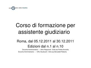corso di formazione per assistente giudizia rio