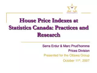 House Price Indexes at Statistics Canada: Practices and Research