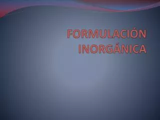 formulaci n inorg nica