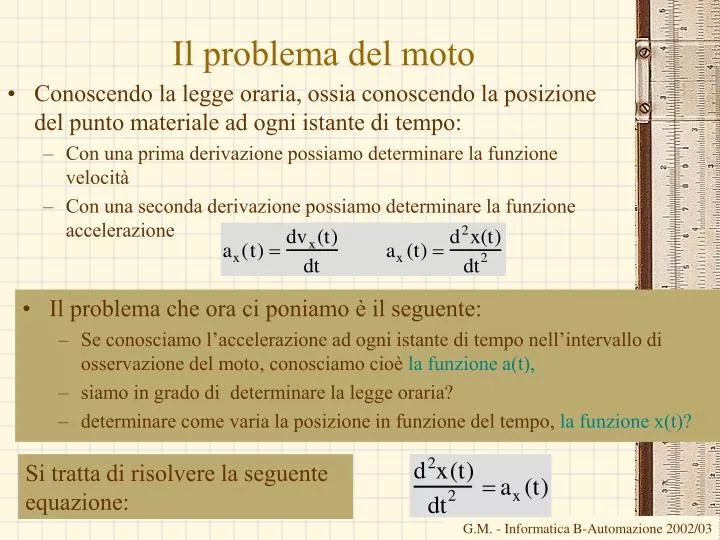 il problema del moto