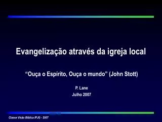 evangeliza o atrav s da igreja local