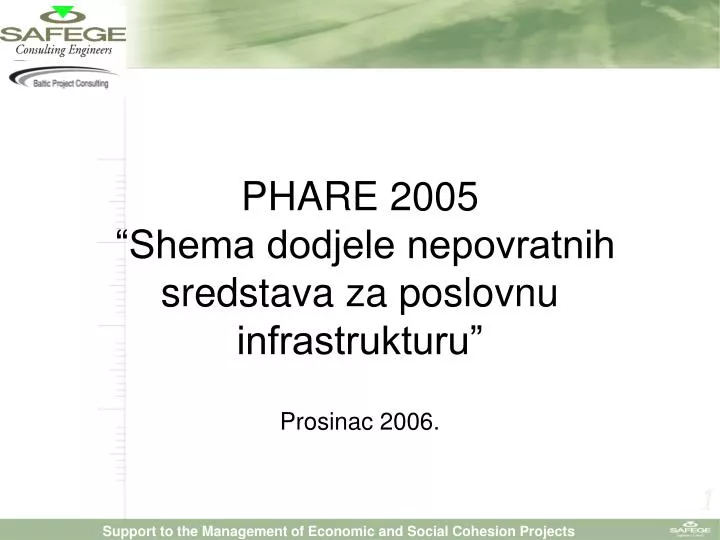 phare 2005 shema dodjele nepovratnih sredstava za poslovnu infrastrukturu