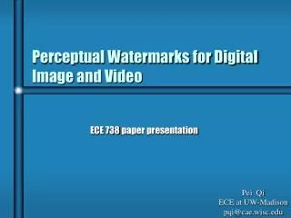 Perceptual Watermarks for Digital Image and Video