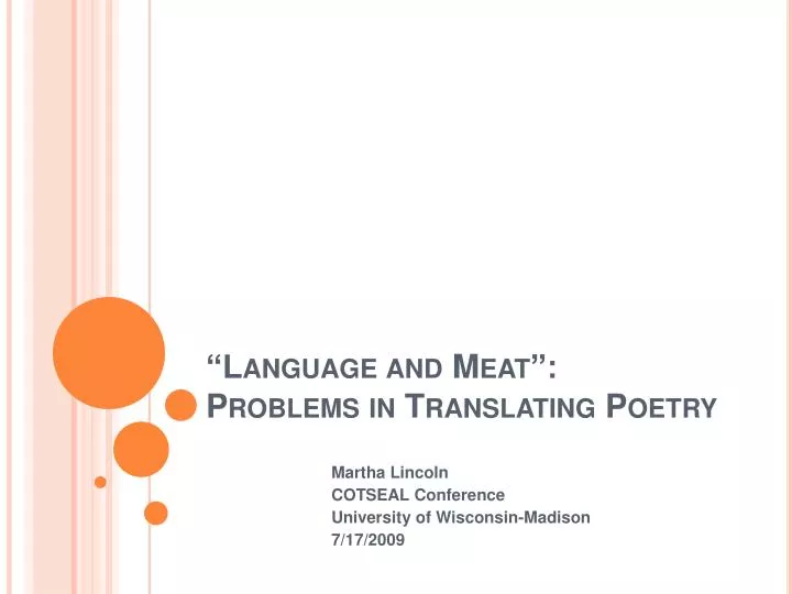 language and meat problems in translating poetry