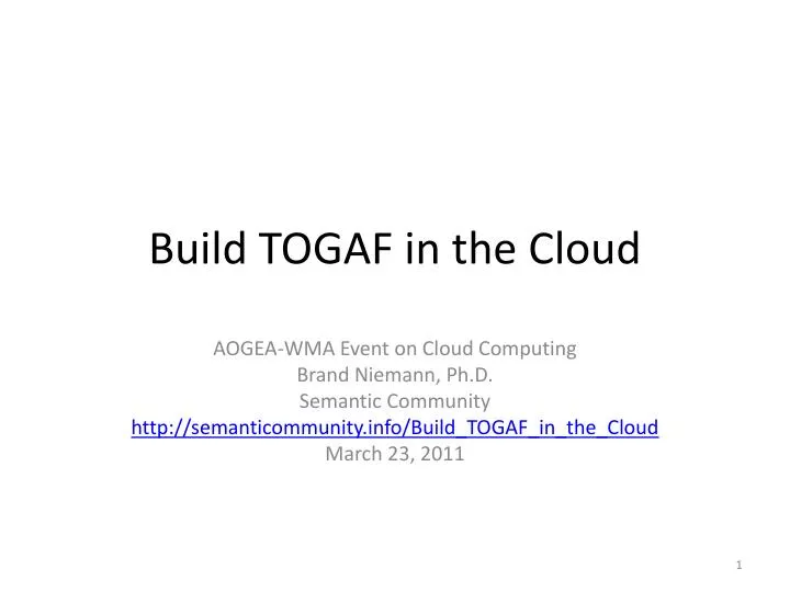 build togaf in the cloud