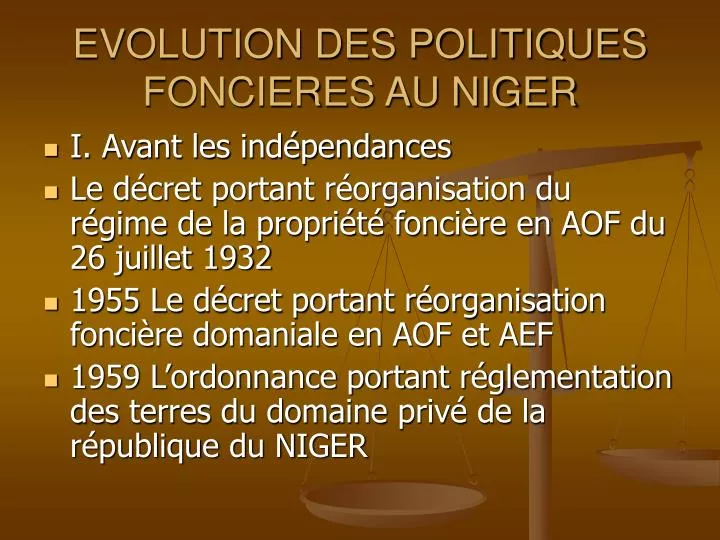 evolution des politiques foncieres au niger