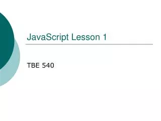 JavaScript Lesson 1