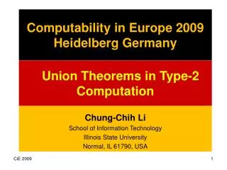 Computability in Europe 2009 Heidelberg Germany