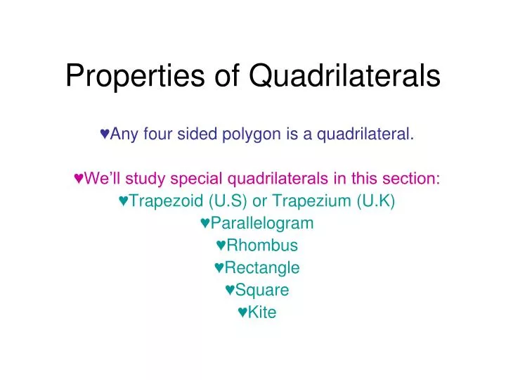 properties of quadrilaterals